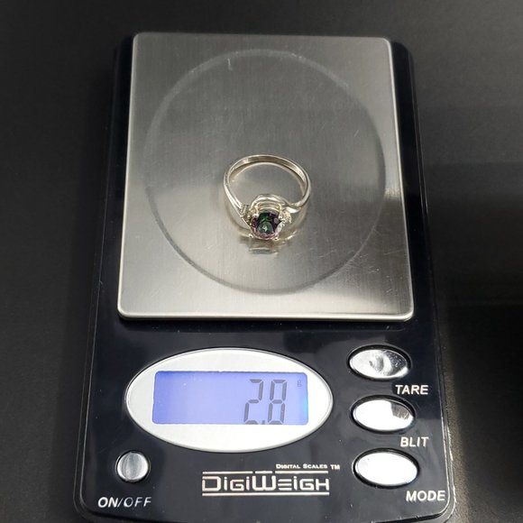 Size 8 Sterling Silver Mystic Oval Topaz And CZ Ring - Picture 8 of 8